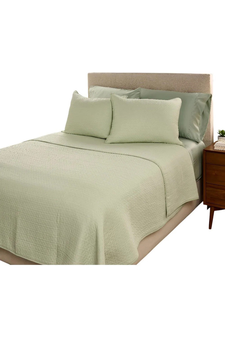 Northern Nights Triple Layer Cotton Blanket & Sham Set Sage